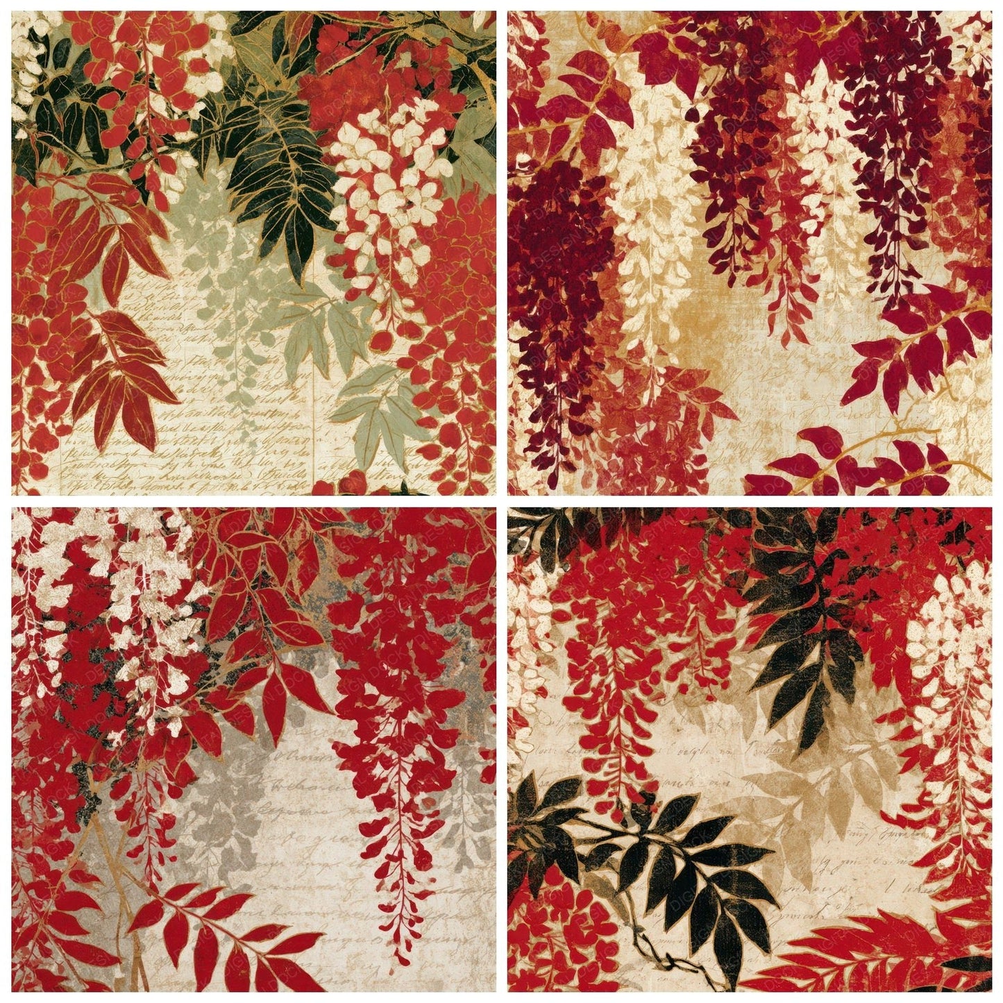 Naturalist Wisteria Crimson White Digital Paper Pack (DDD013918)
