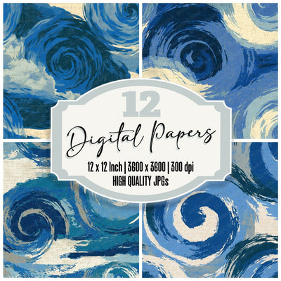 Pop Art Tornado Spirals Sapphire Digital Paper Pack (DDD013919)