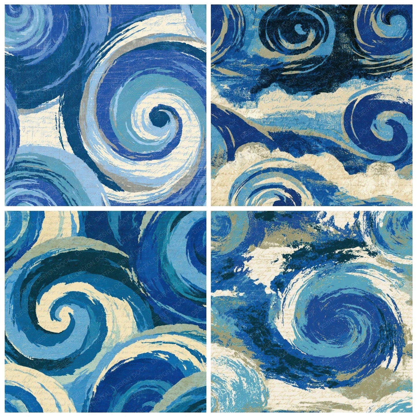 Pop Art Tornado Spirals Sapphire Digital Paper Pack (DDD013919)