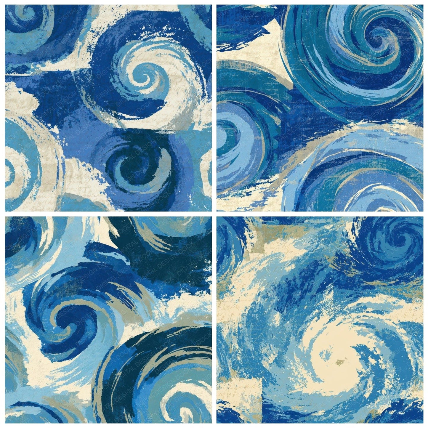 Pop Art Tornado Spirals Sapphire Digital Paper Pack (DDD013919)