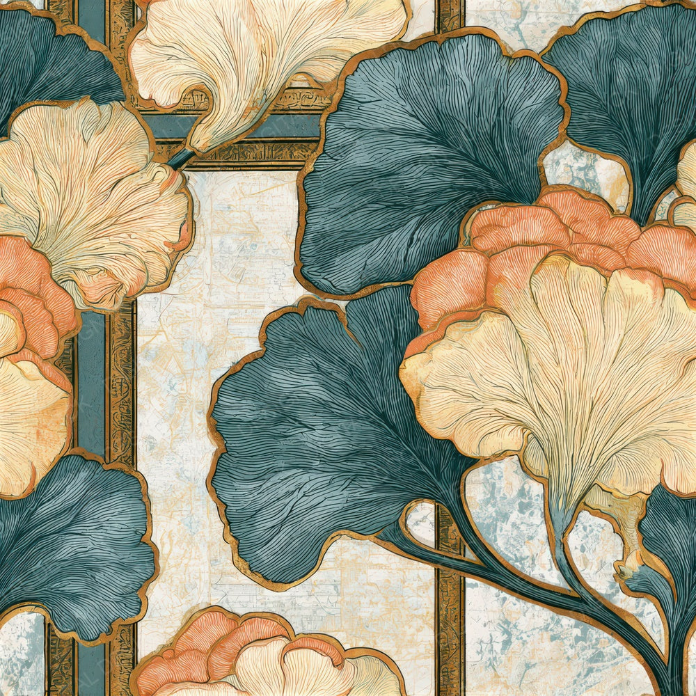 Victorian Enoki Peach Mint Seamless Digital Paper Pack (DDD013923)