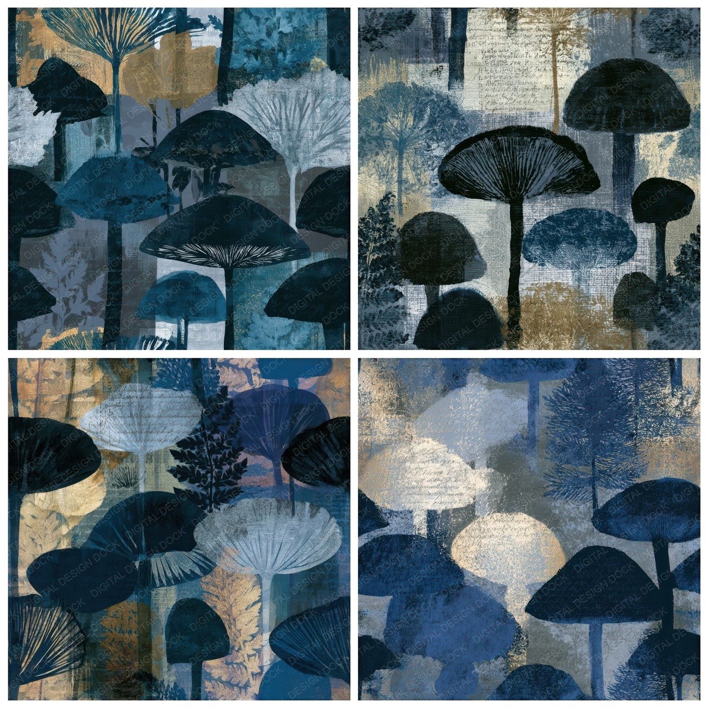 X-ray Toadstools Storm Silver Seamless Digital Paper Pack (DDD013924)