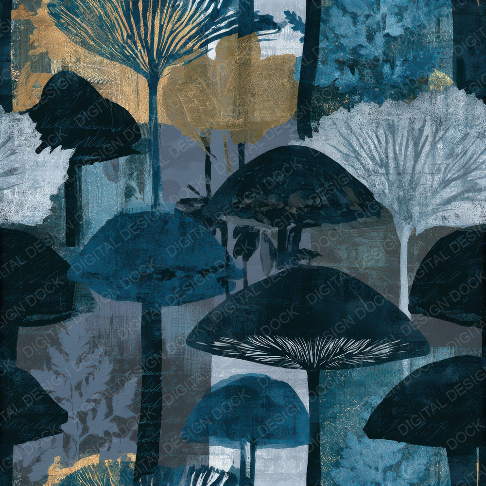 X-ray Toadstools Storm Silver Seamless Digital Paper Pack (DDD013924)