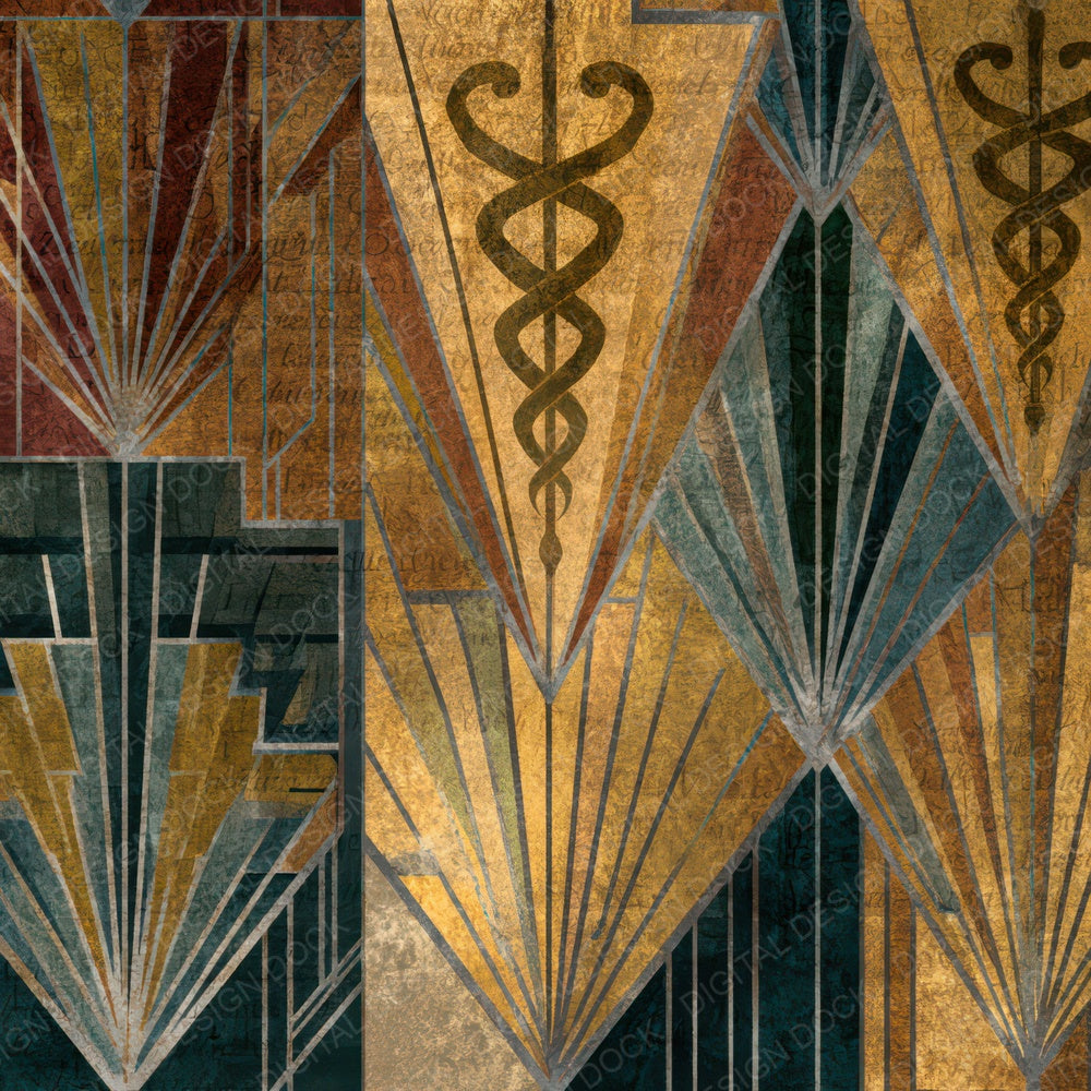 Art Deco Caducei Amber Sage Digital Paper Pack (DDD013926)