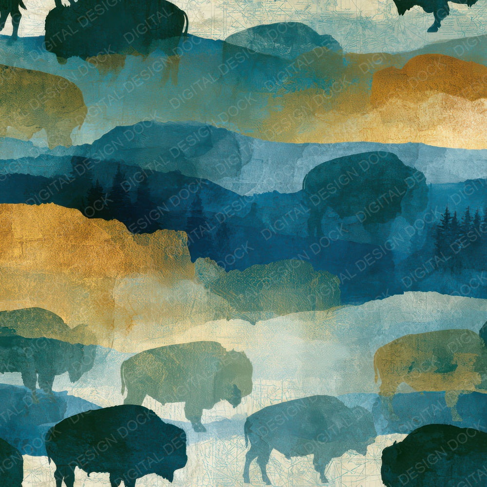 Cyanotype Bison Butter Sage Digital Paper Pack (DDD013927)
