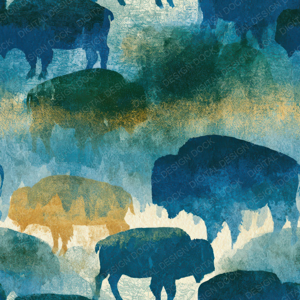 Cyanotype Bison Butter Sage Digital Paper Pack (DDD013927)