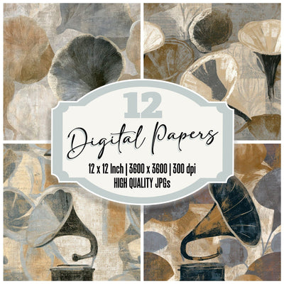 Egg Tempera Gramophone Horn Sand Seamless Digital Paper Pack (DDD013928)