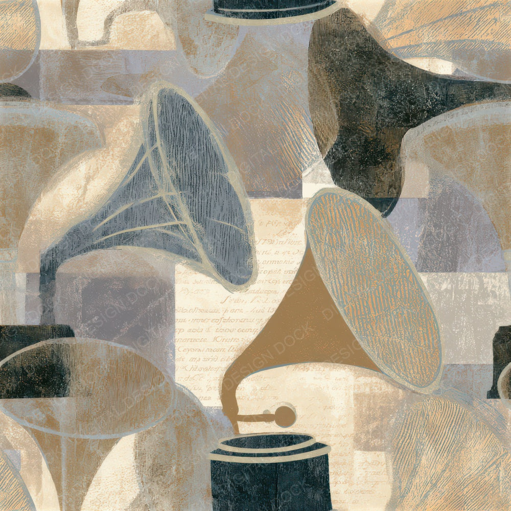 Egg Tempera Gramophone Horn Sand Seamless Digital Paper Pack (DDD013928)
