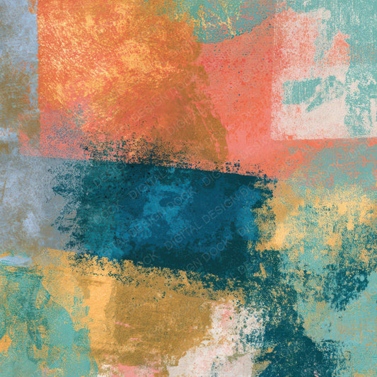 Maximalist Peach Mint Butter Abstract Digital Paper Pack (DDD013929)