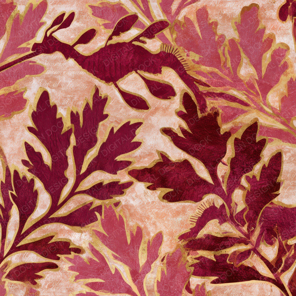 Maximalist Seadragon Wine Rose Digital Paper Pack (DDD013930)