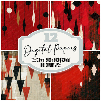 Minimal Pendulum Crimson White Digital Paper Pack (DDD013933)