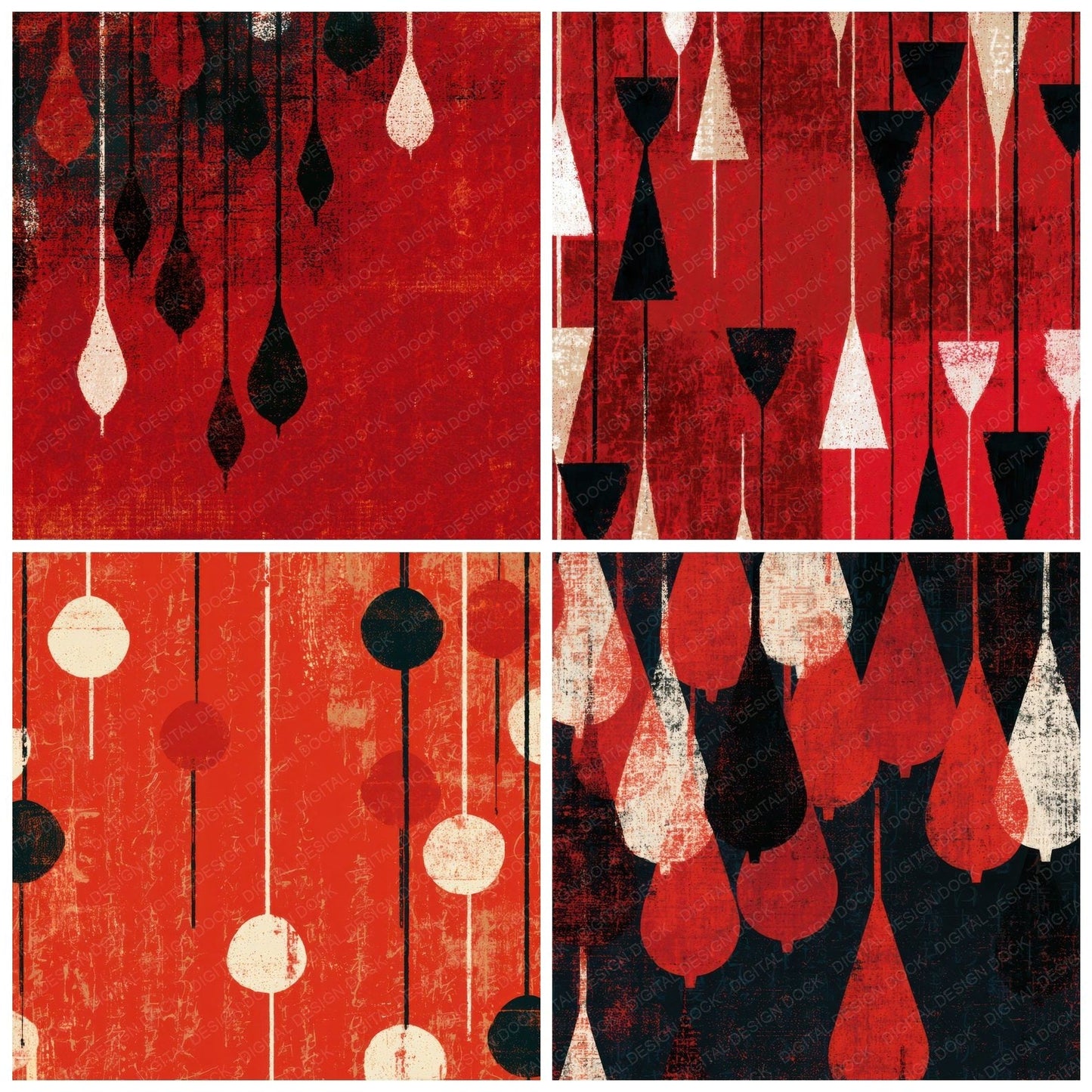 Minimal Pendulum Crimson White Digital Paper Pack (DDD013933)