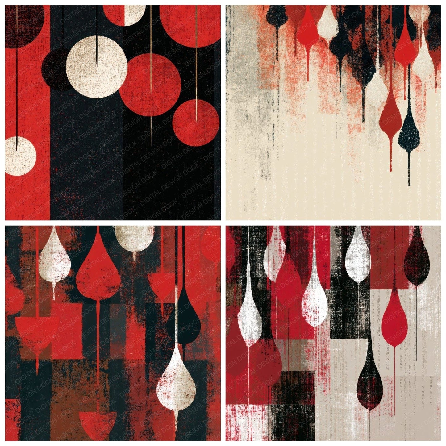 Minimal Pendulum Crimson White Digital Paper Pack (DDD013933)