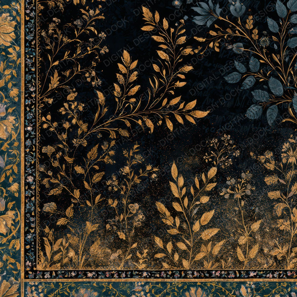 Mughal Black Gold Abstract Digital Paper Pack (DDD013934)