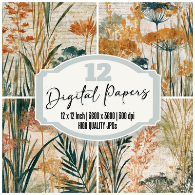 Naturalist Meadow Apricot Pistachio Digital Paper Pack (DDD013936)