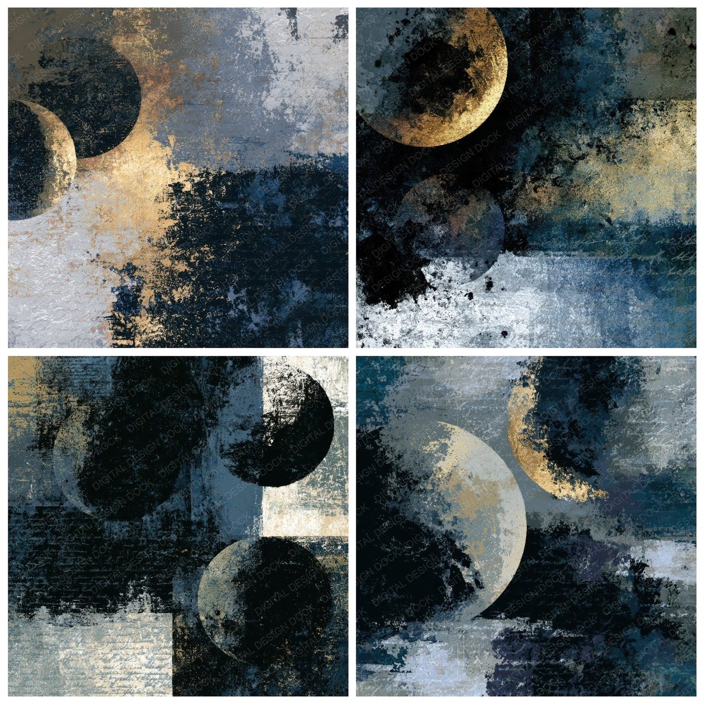 Sparse Modern Pluto Charon Storm Grey Digital Paper Pack (DDD013938)