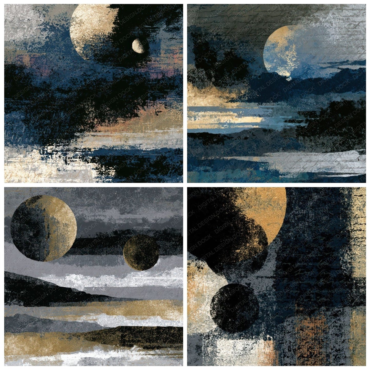 Sparse Modern Pluto Charon Storm Grey Digital Paper Pack (DDD013938)