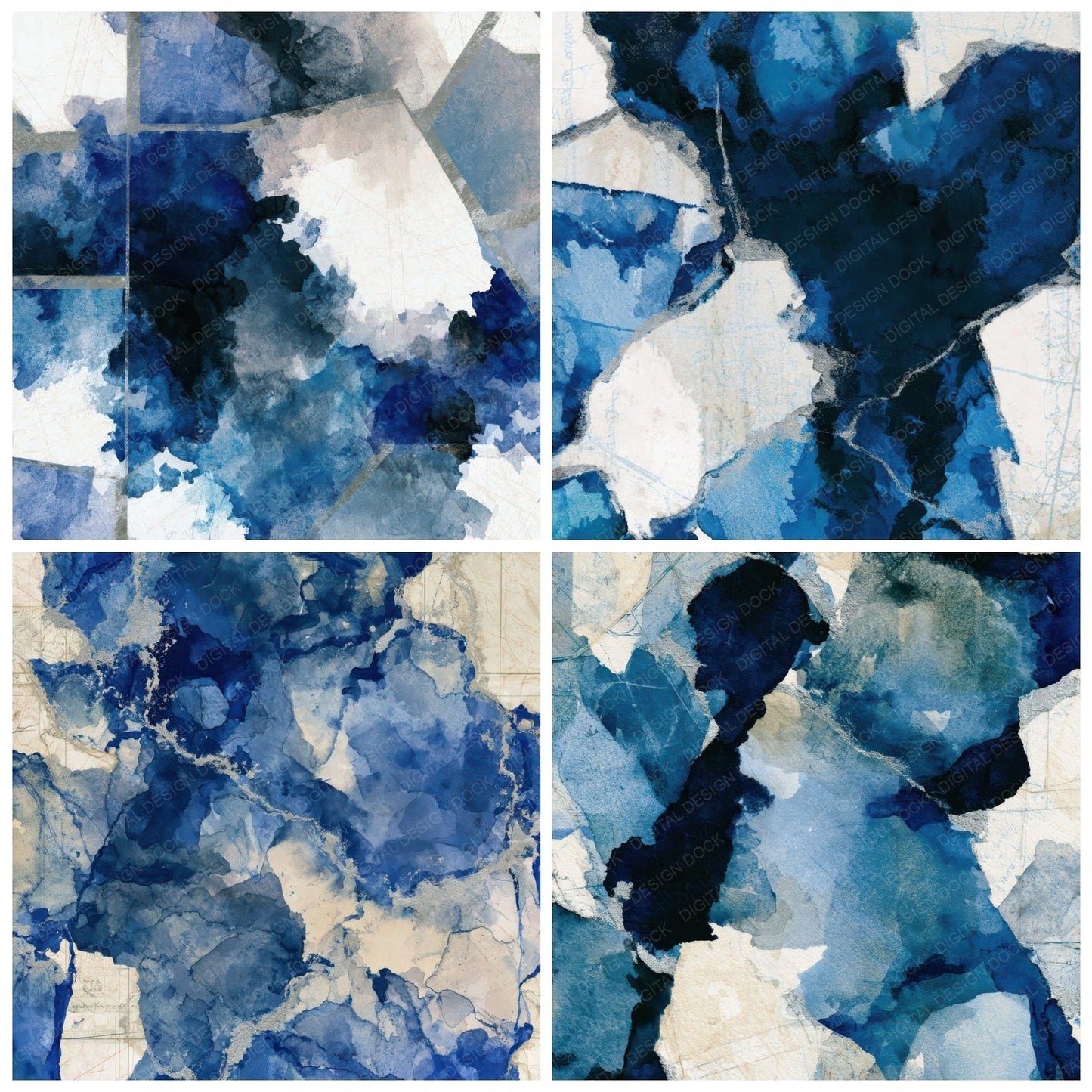 Sumi-e Ancient Maps Sapphire Bone Digital Paper Pack (DDD013939)