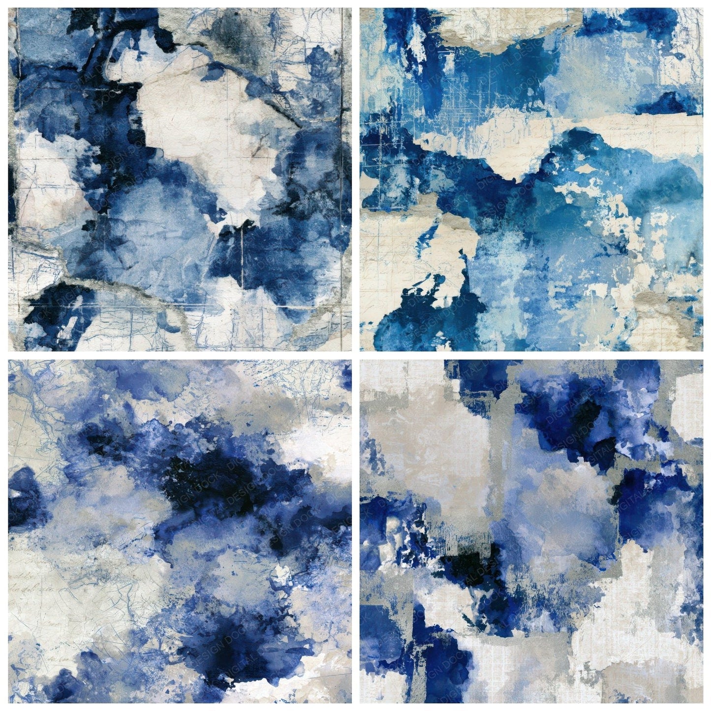 Sumi-e Ancient Maps Sapphire Bone Digital Paper Pack (DDD013939)