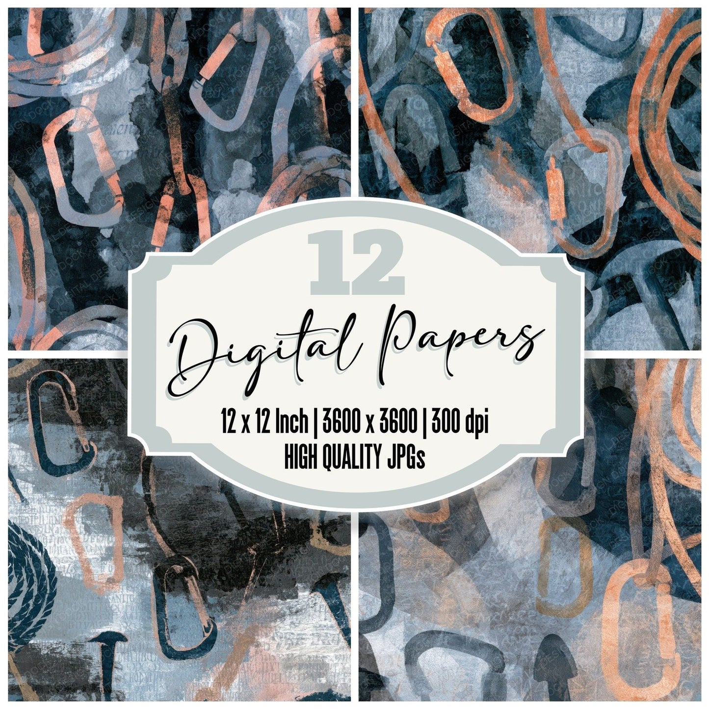 Sumi-e Climbing Gear Gunmetal Pearl Digital Paper Pack (DDD013940)