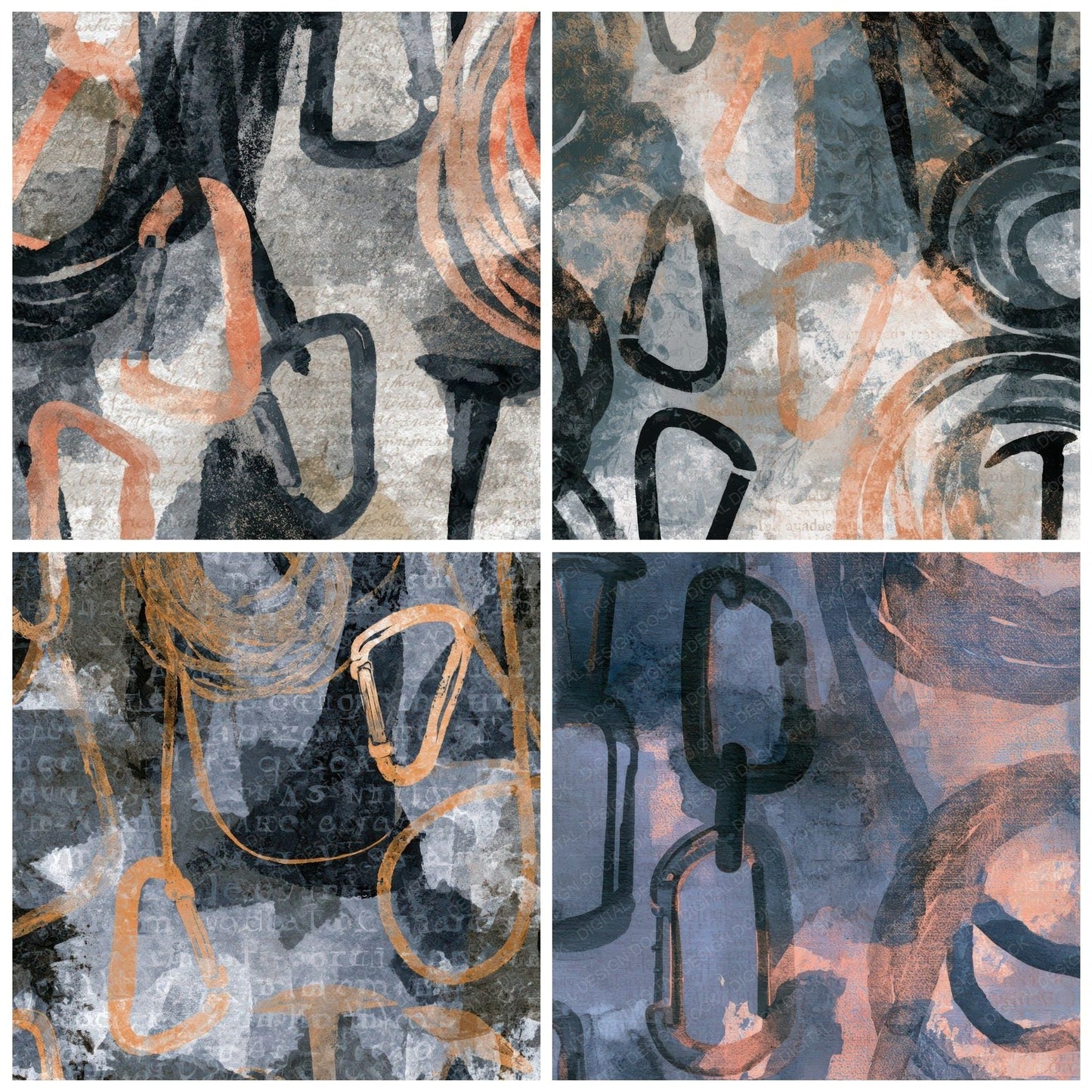 Sumi-e Climbing Gear Gunmetal Pearl Digital Paper Pack (DDD013940)