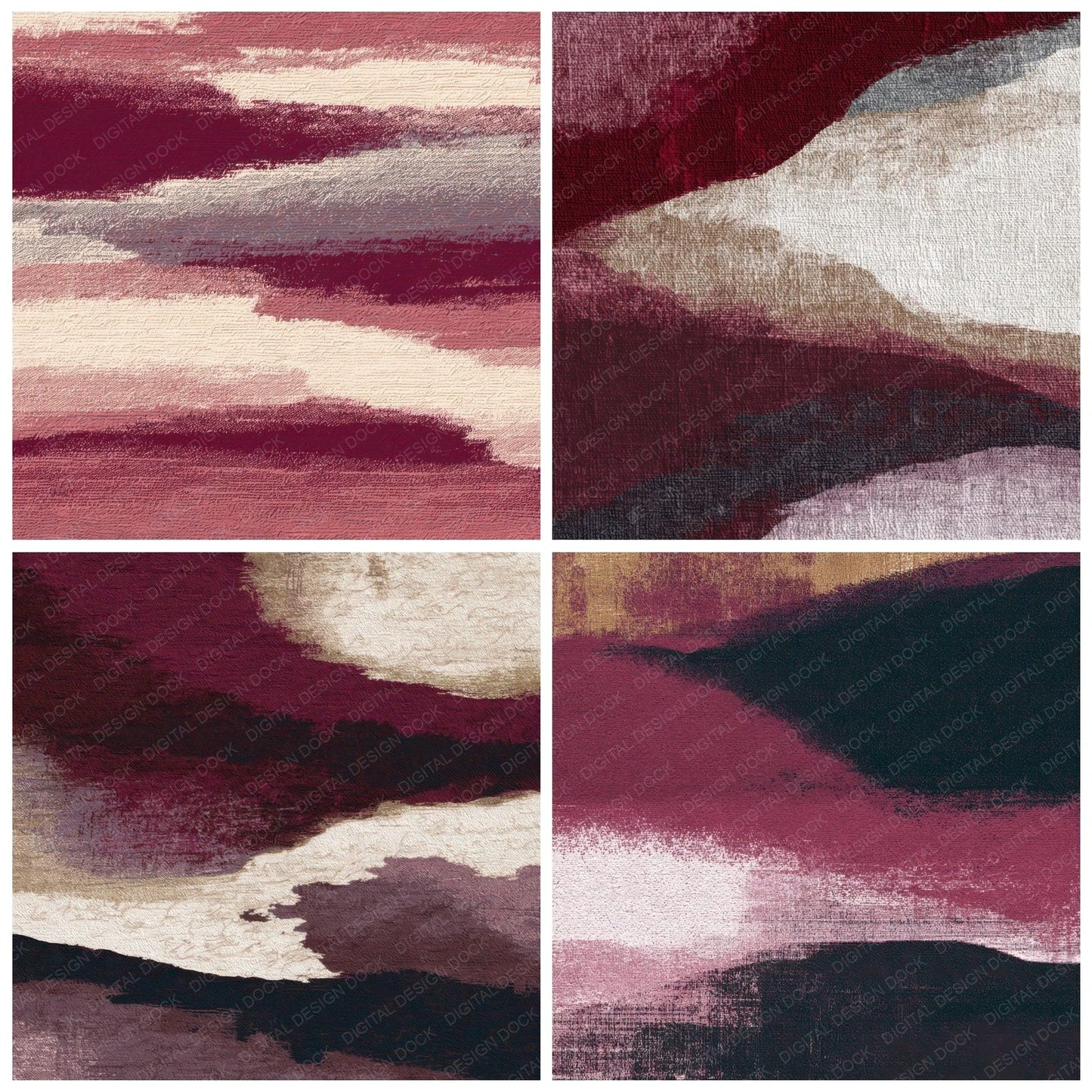 Tapestry Garnet Wine Ivory Tonal Digital Paper Pack (DDD013941)