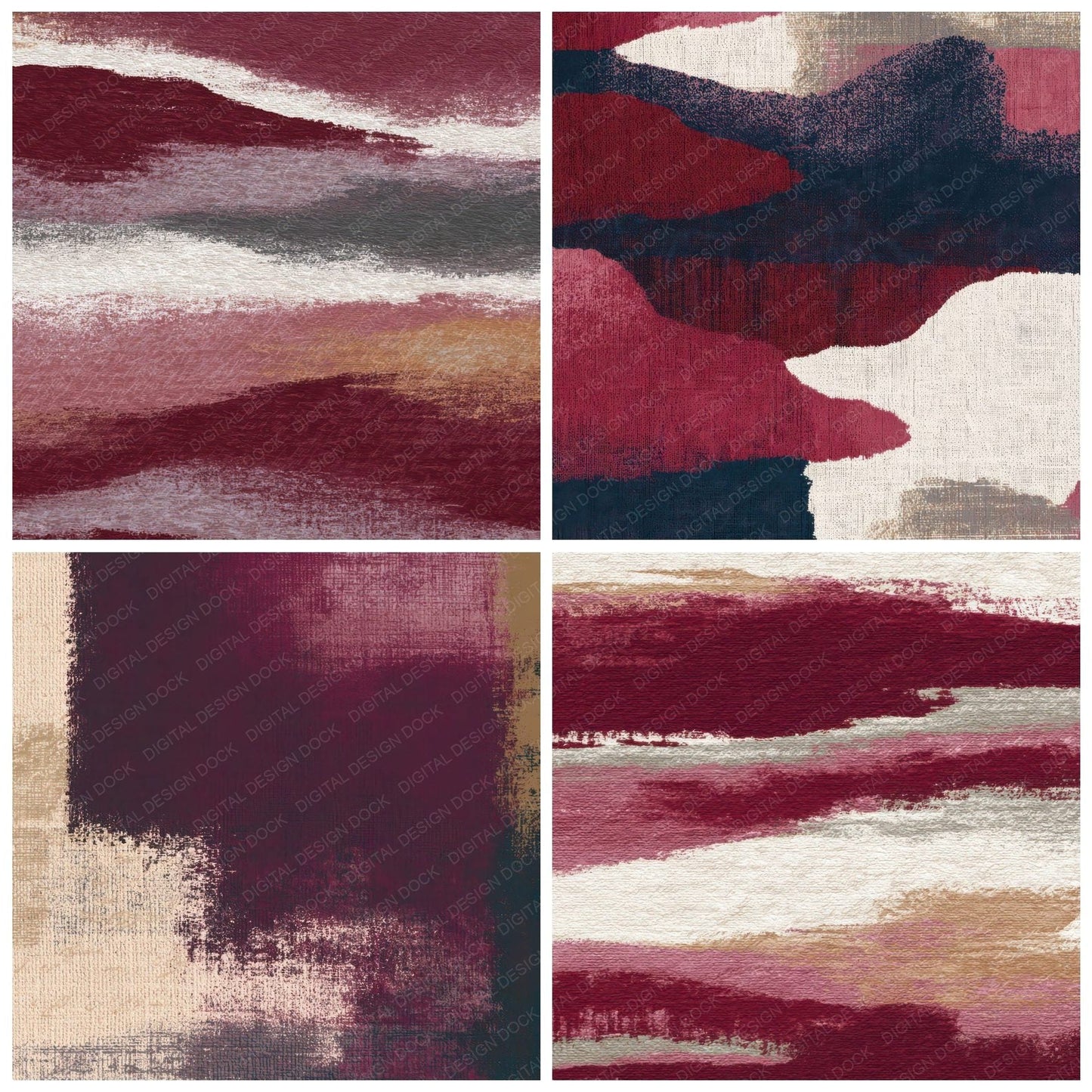 Tapestry Garnet Wine Ivory Tonal Digital Paper Pack (DDD013941)