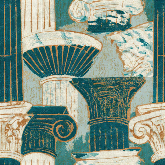 Ukiyo-e Ionic Columns Seafoam Seamless Digital Paper Pack (DDD013942)
