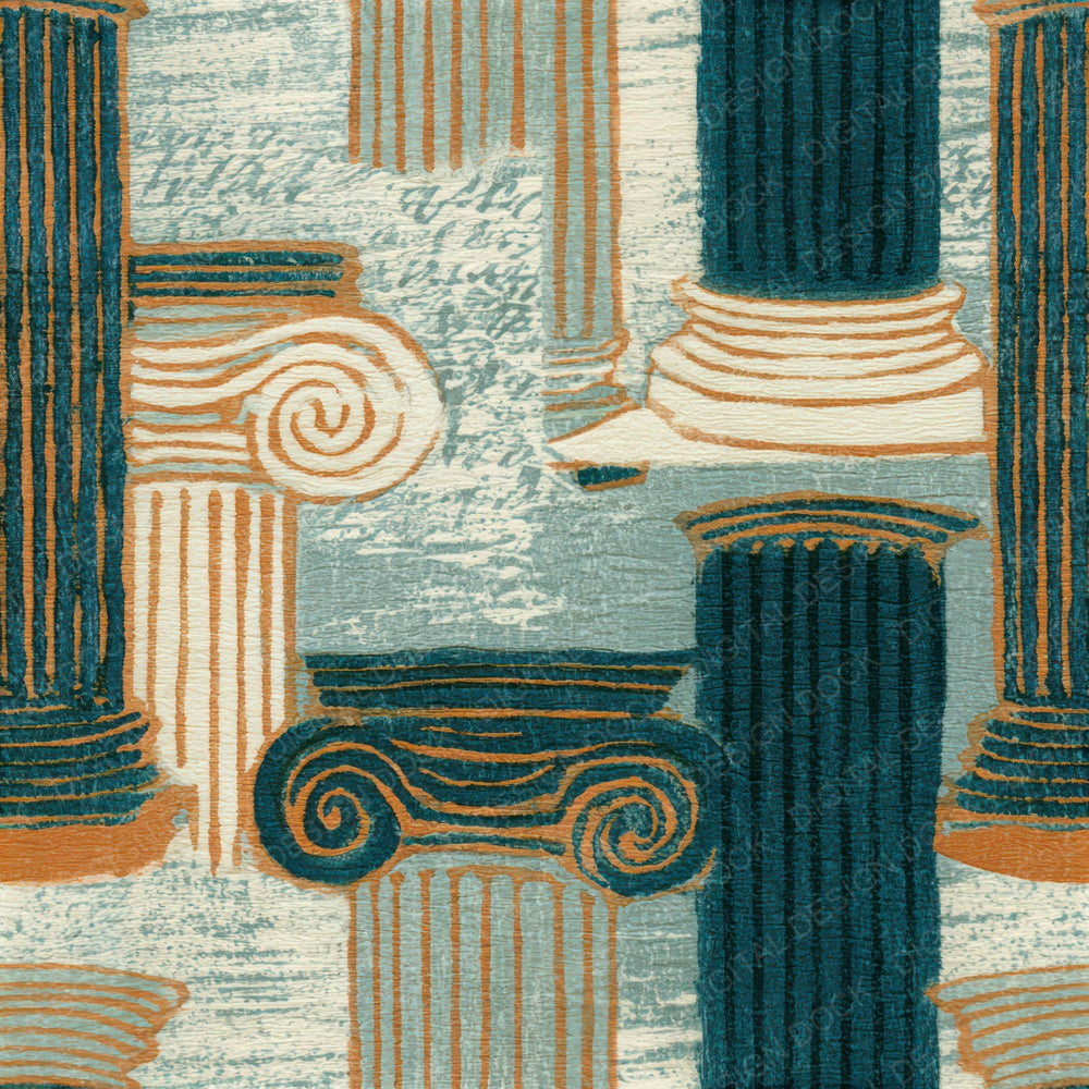 Ukiyo-e Ionic Columns Seafoam Seamless Digital Paper Pack (DDD013942)