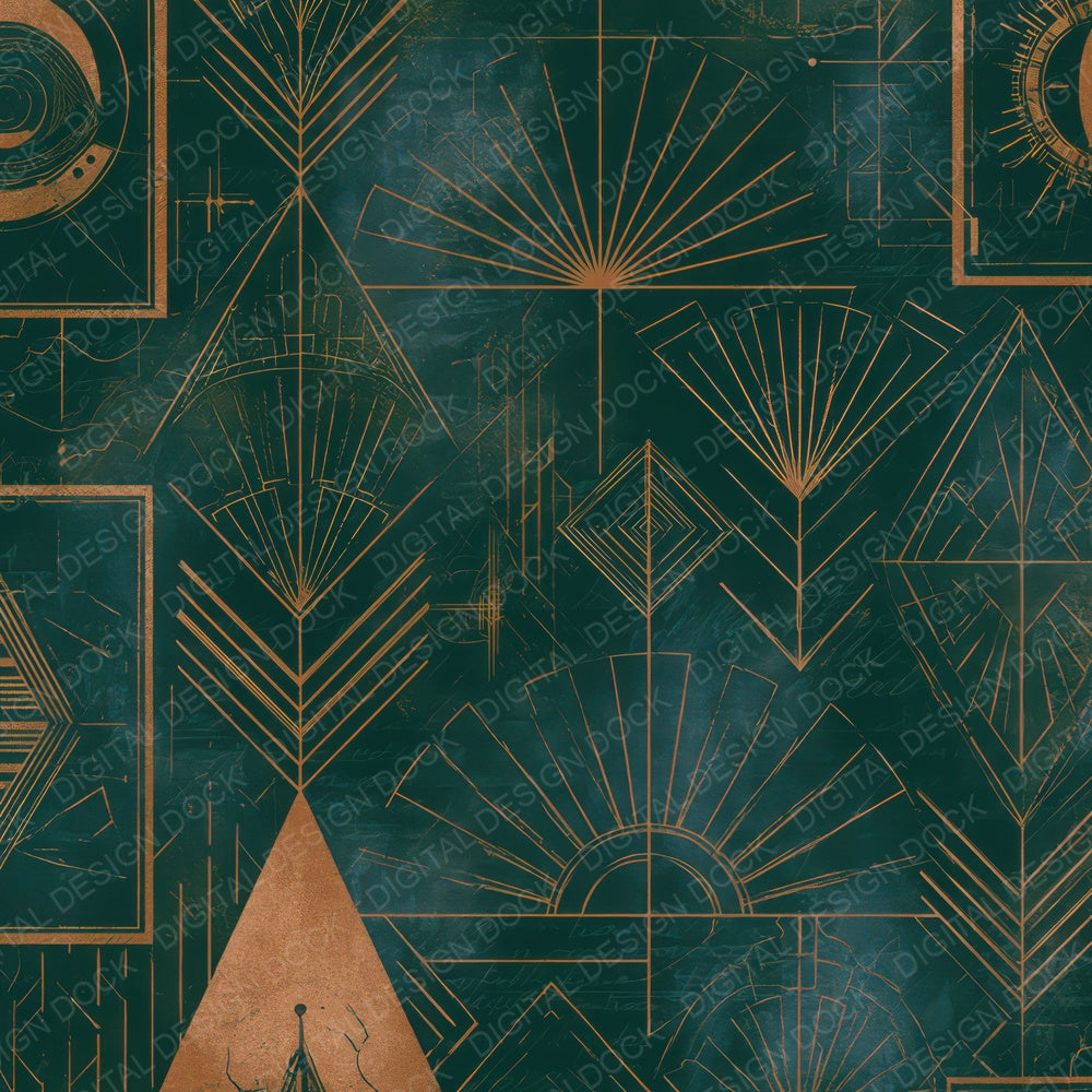 Art Deco Tarot Jade Copper Digital Paper Pack (DDD013946)