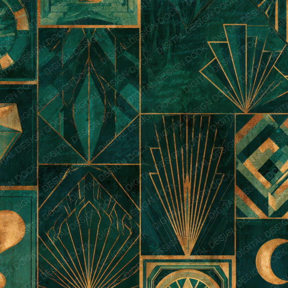 Art Deco Tarot Jade Copper Digital Paper Pack (DDD013946)