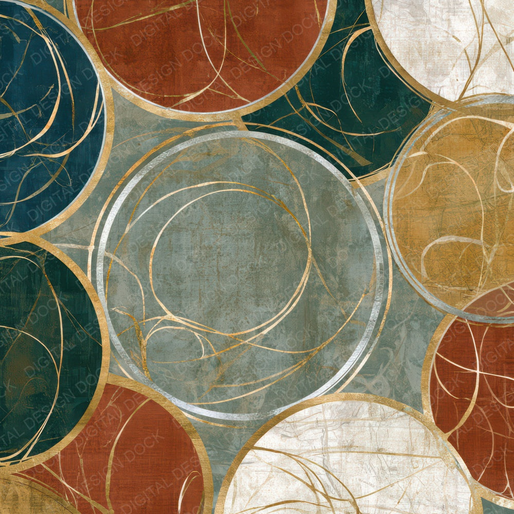 Art Nouveau Embroidery Hoops Rust Moss Digital Paper Pack (DDD013947)