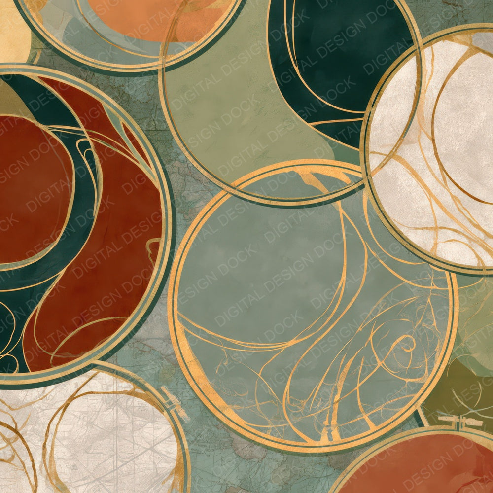 Art Nouveau Embroidery Hoops Rust Moss Digital Paper Pack (DDD013947)