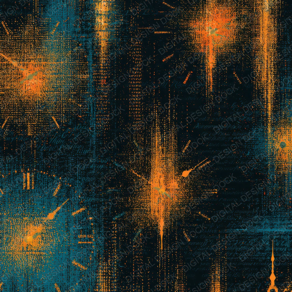 ASCII Pendulum Clocks Tangerine Turquoise Digital Paper Pack (DDD013948)