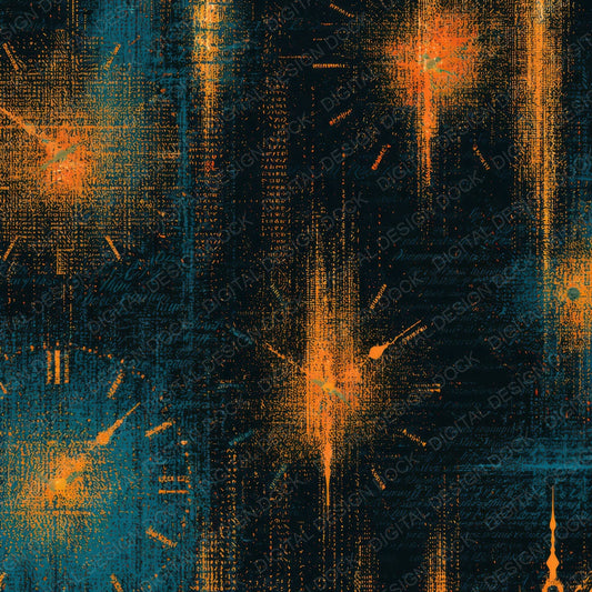 ASCII Pendulum Clocks Tangerine Turquoise Digital Paper Pack (DDD013948)