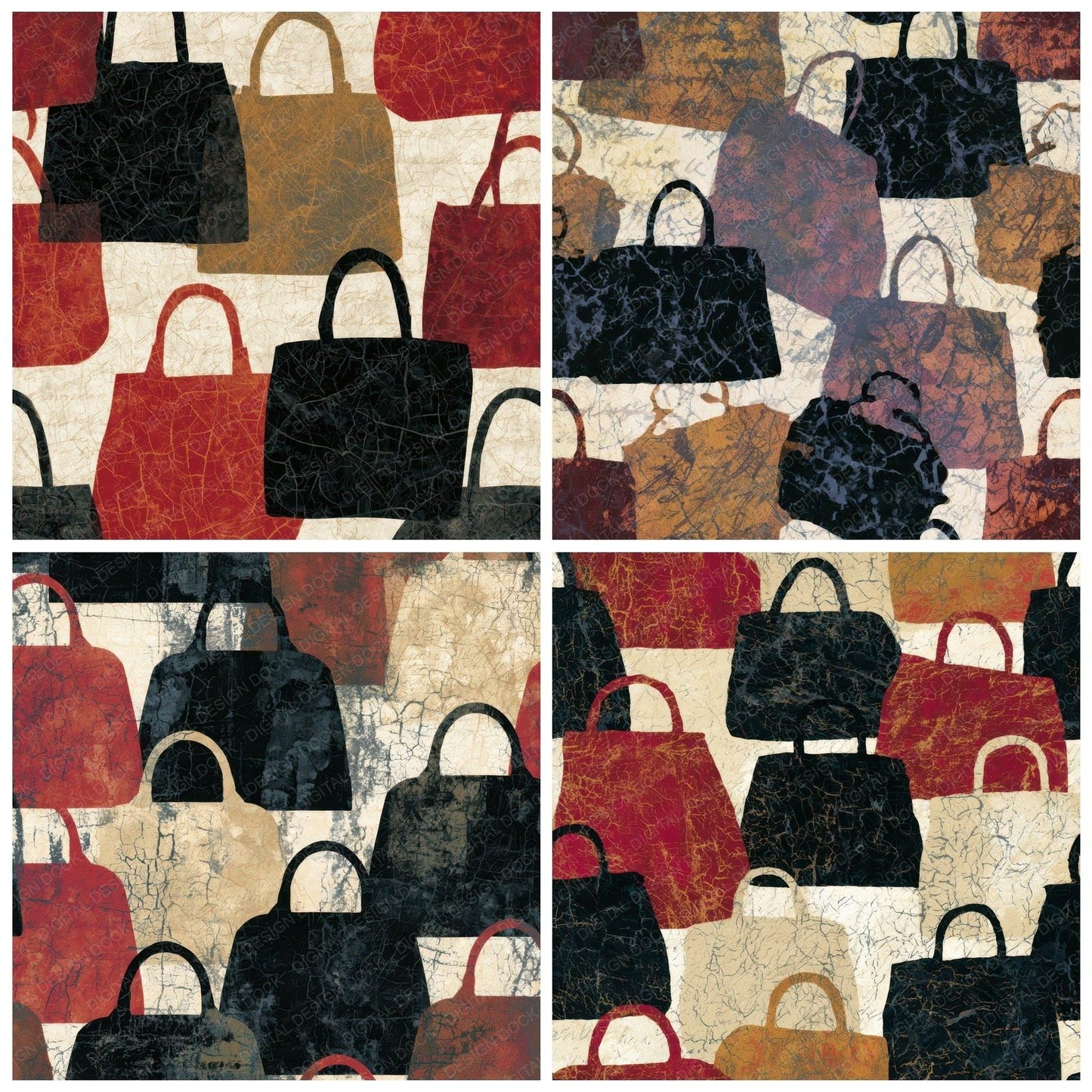 Batik Handbags Oxblood Bone Digital Paper Pack (DDD013949)