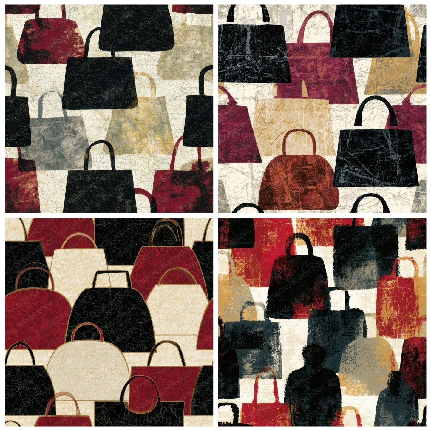 Batik Handbags Oxblood Bone Digital Paper Pack (DDD013949)