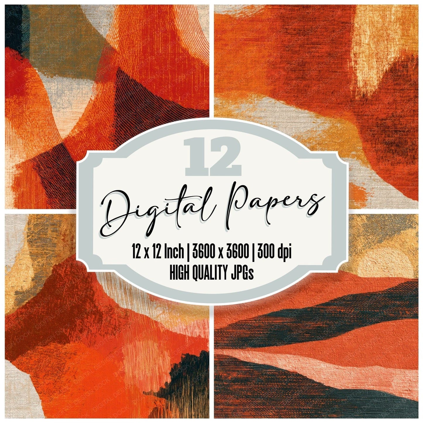 Engraving Copper Burnt Orange Tonal Digital Paper Pack (DDD013951)