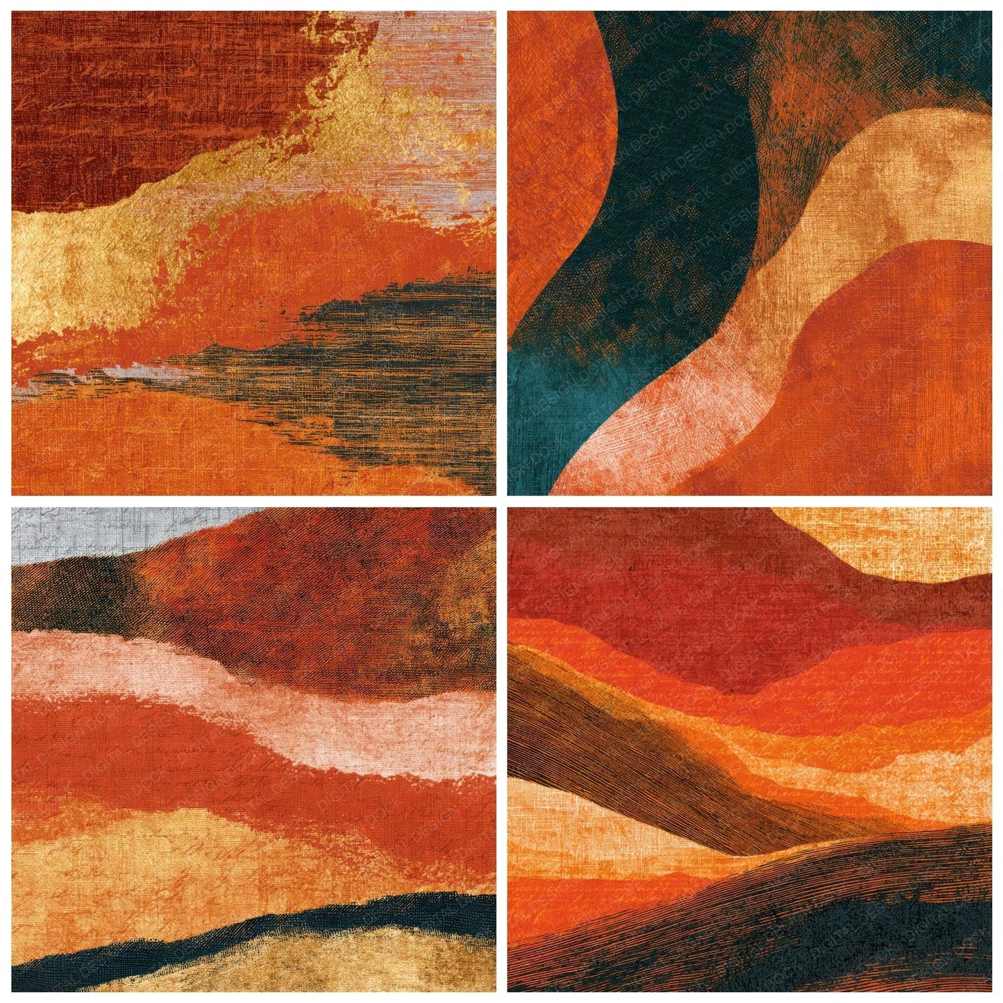 Engraving Copper Burnt Orange Tonal Digital Paper Pack (DDD013951)