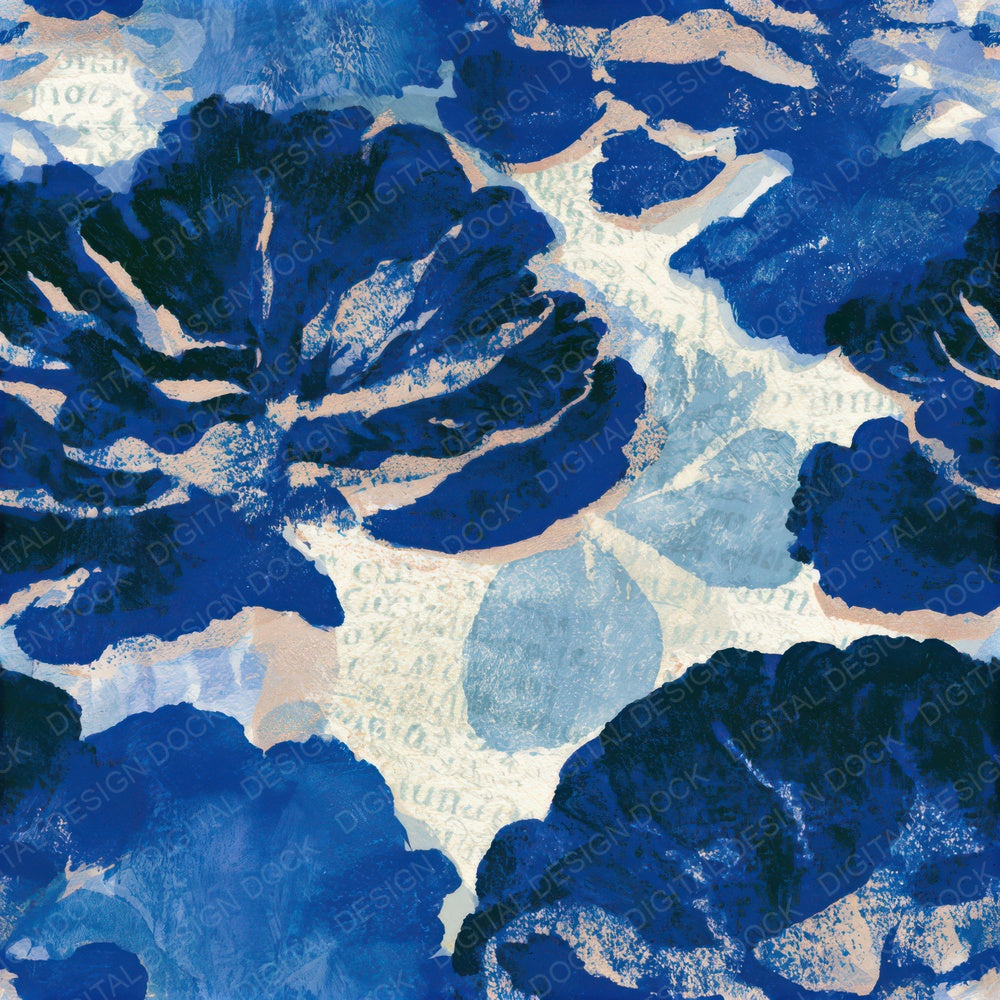 Indian Block Print Maitake Sapphire Seamless Digital Paper Pack (DDD013953)