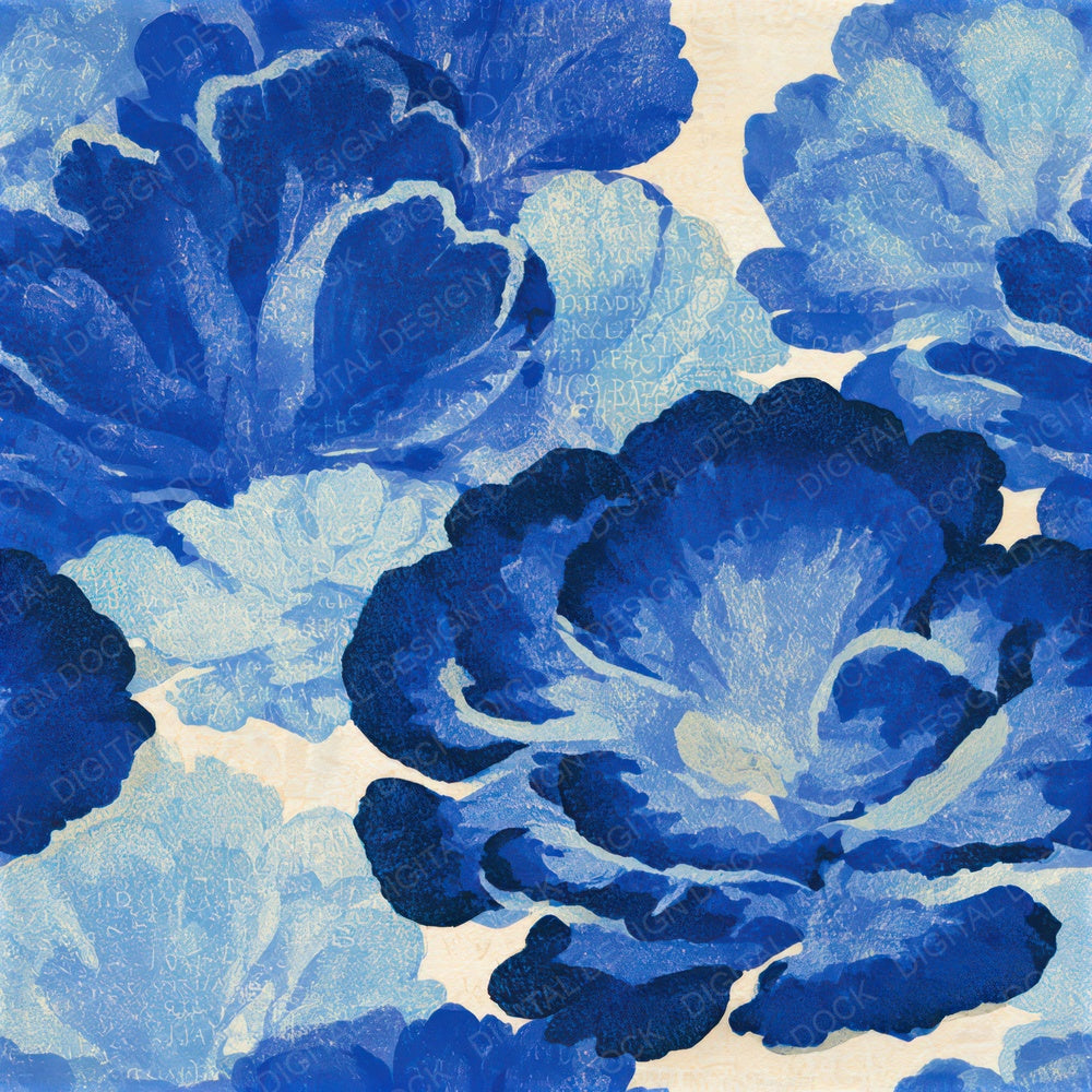 Indian Block Print Maitake Sapphire Seamless Digital Paper Pack (DDD013953)