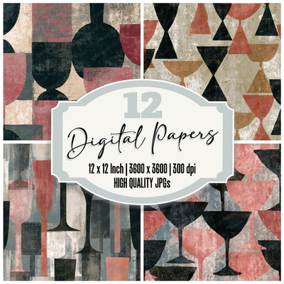 Minimal Highballs Jet Rose Digital Paper Pack (DDD013958)