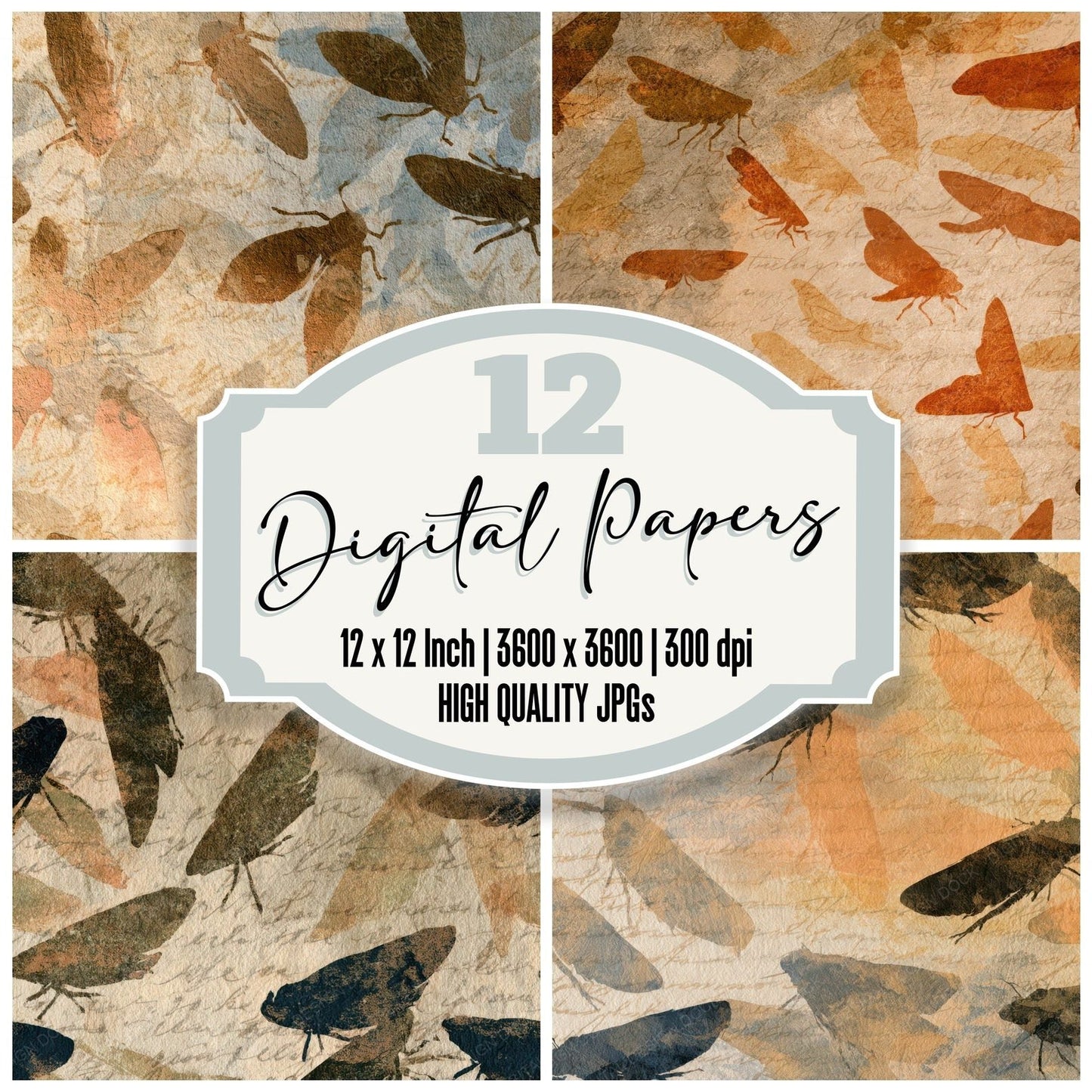 Papercut Leafhoppers Sepia Parchment Digital Paper Pack (DDD013959)