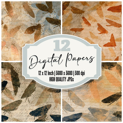 Papercut Leafhoppers Sepia Parchment Digital Paper Pack (DDD013959)