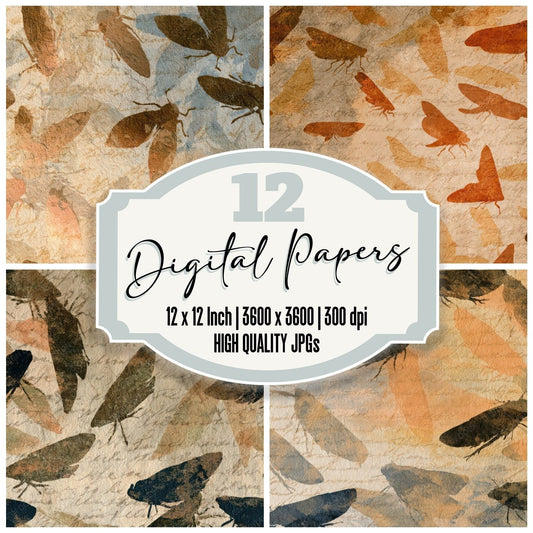 Papercut Leafhoppers Sepia Parchment Digital Paper Pack (DDD013959)