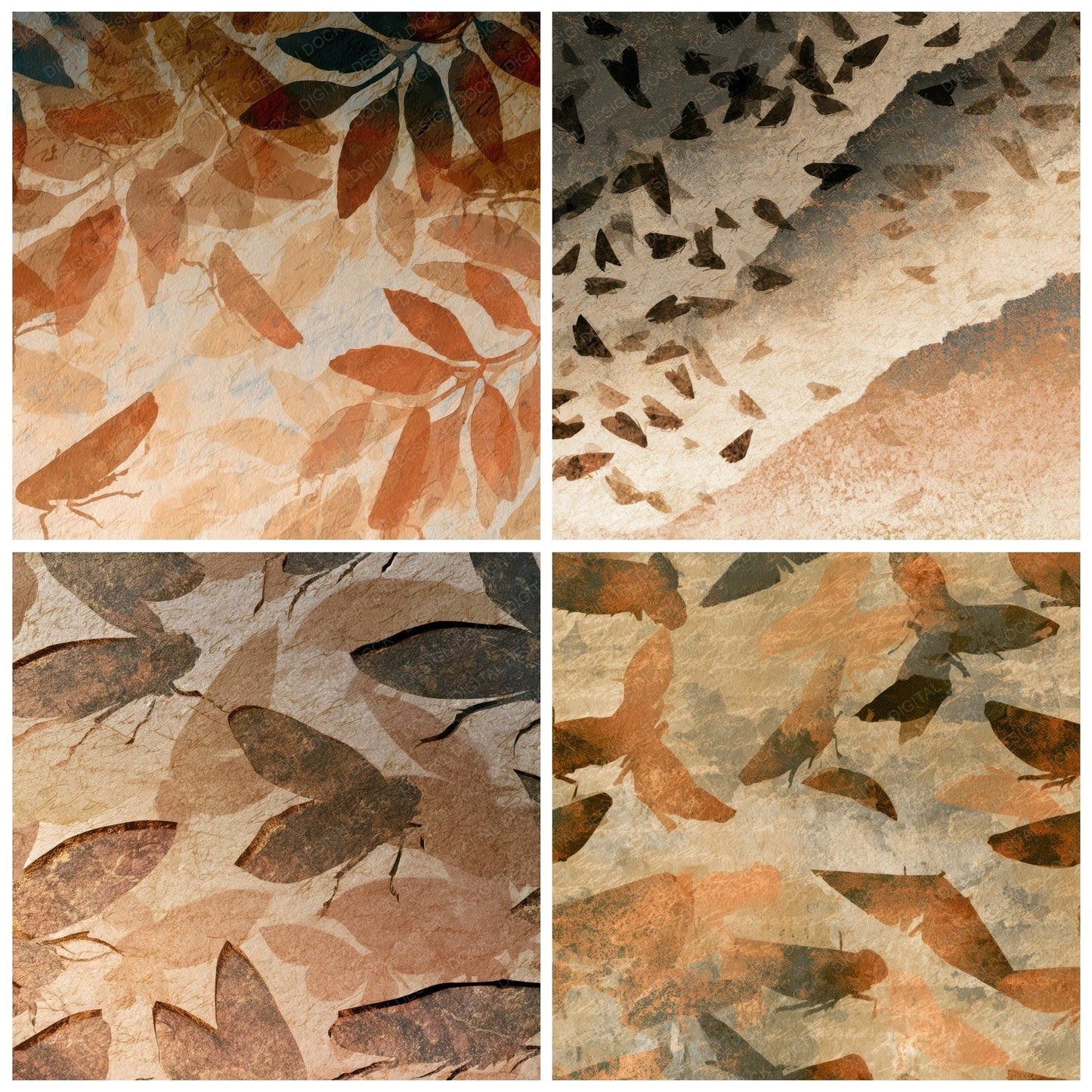 Papercut Leafhoppers Sepia Parchment Digital Paper Pack (DDD013959)