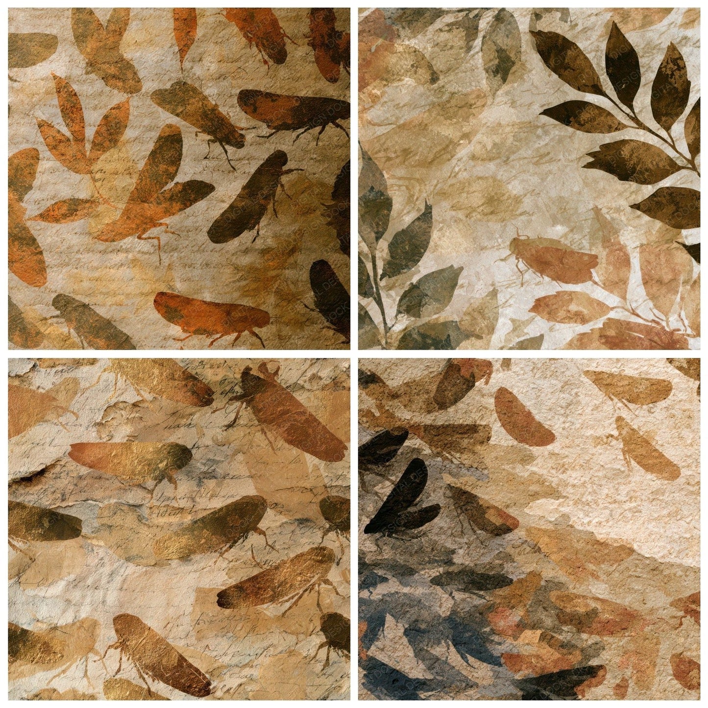 Papercut Leafhoppers Sepia Parchment Digital Paper Pack (DDD013959)