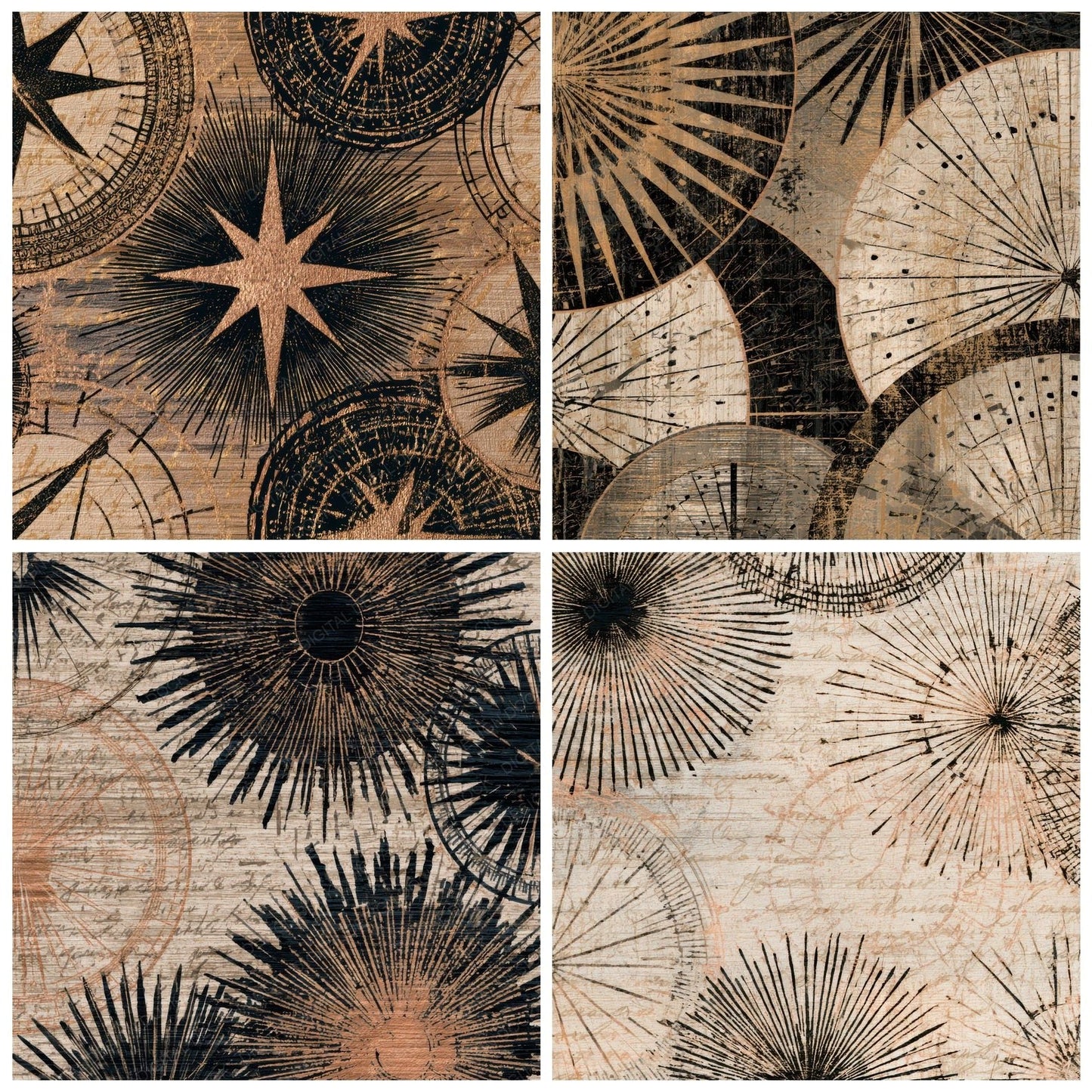 Pyrography Sundials Black Chalk Digital Paper Pack (DDD013962)