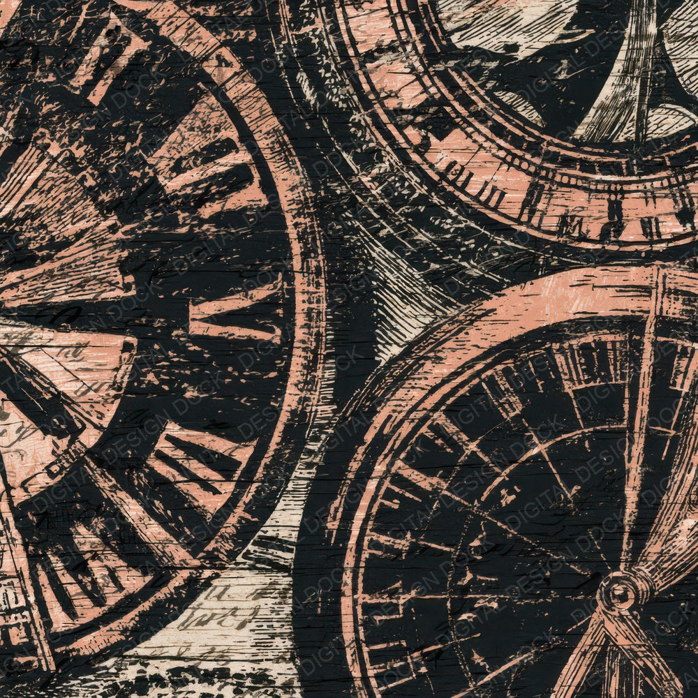 Pyrography Sundials Black Chalk Digital Paper Pack (DDD013962)