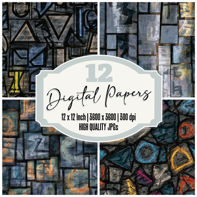 Stained Glass Neon Signs Storm Silver Digital Paper Pack (DDD013964)